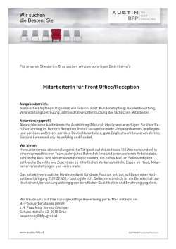 MitarbeiterIn für Front Office/Rezeption