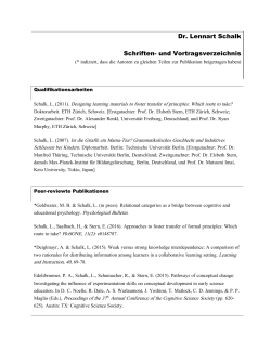 Dr. Lennart Schalk Schriften- und Vortragsverzeichnis - IFVLL