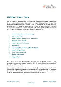 Merkblatt – Riester-Rente