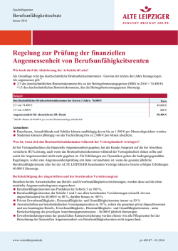 Infoblatt Finanzielle Angemessenheit von BU-Renten