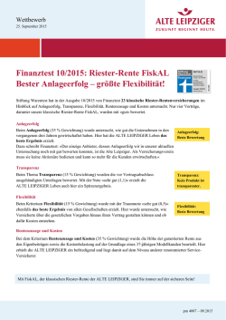 Infoblatt Finanztest 10/2015: FiskAL - Bester Anlageerfolg