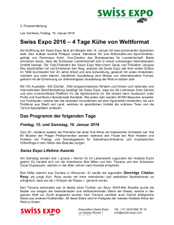 Pressemitteilung - Swiss Expo 2016 – 4 Tage Kühe von Weltformat