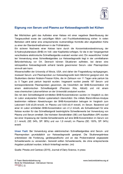 Eignung von Serum und Plasma zur Ketosediagnostik bei K&uuml;hen