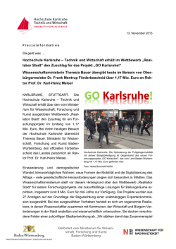 Hochschule Karlsruhe &ndash; Technik und Wirtschaft erh&auml;lt im