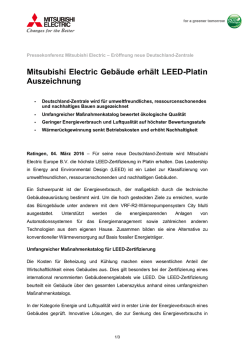 Mitsubishi Electric Gebäude erhält LEED