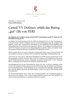 Castell VV Defensiv erhält das Rating „gut“ (B) von FERI