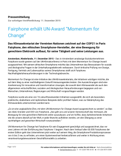 Fairphone erhält UN-Award “Momentum for Change”