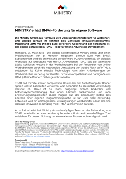 MINISTRY erhält BMWi-Förderung für eigene Software