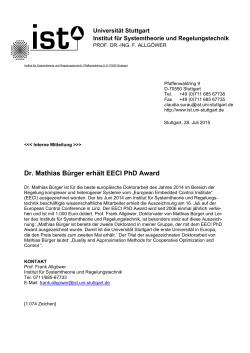 Dr. Mathias Bürger erhält EECI PhD Award