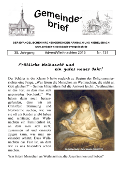35. Jahrgang Advent/Weihnachten 2015 Nr. 131 Fröhliche