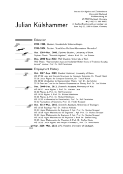 Julian K&uuml;lshammer &ndash; - Institut f&uuml;r Algebra und Zahlentheorie
