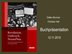 "Revolution, Umbruch, Neuaufbau", Buchpräsentation mit