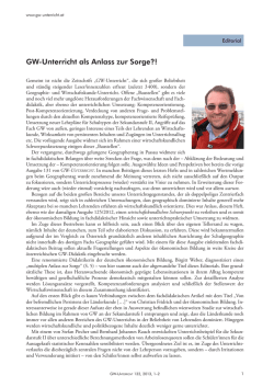 GW-Unterricht als Anlass zur Sorge?! (Editorial)