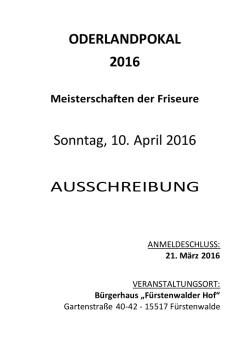 ODERLANDPOKAL 2016 Sonntag, 10. April 2016 AUSSCHREIBUNG