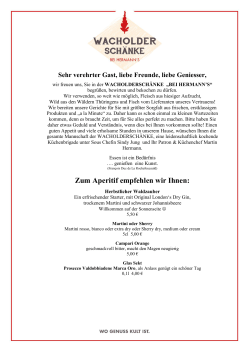 Zum Aperitif empfehlen wir Ihnen: