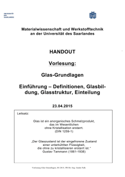 Glas-Grundlagen - Universit&auml;t des Saarlandes