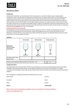 Zürich 04.-06. FEB 2016 Bestellung Gläser