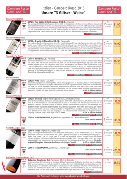 Italien - Gambero Rosso 2016 Unsere "3 Gl&auml;ser - Weine"