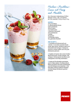 Himbeer-Frischk&auml;se- Creme mit Honig und Mandeln