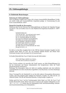IX. Editionsphilologie - Literaturwissenschaft Online