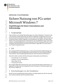 Sichere Nutzung von PCs unter Microsoft Windows 7