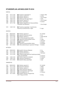 Provisorischer Stundenplan Japanologie FS16