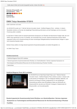 DWIH Tokyo Newsletter 07/2015 - German Research and Innovation