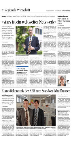 Schaffhauser Nachrichten 12.09.2015  - stars