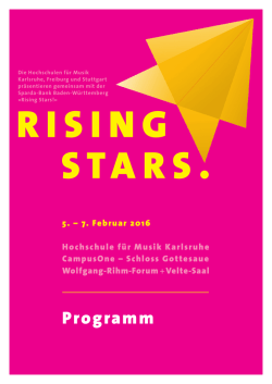 rising stars. - Hochschule für Musik Karlsruhe