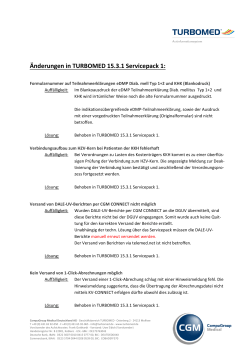 Änderungen in TURBOMED 15.3.1 Servicepack 1: