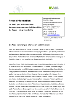 Pressemitteilung als PDF - Kassenärztliche Vereinigung Westfalen