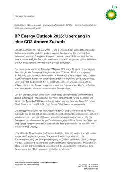BP Energy Outlook 2035: Übergang in eine CO2-ärmere
