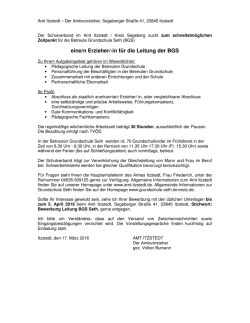 eine/n Erzieher/-in f&uuml;r die Leitung der BGS