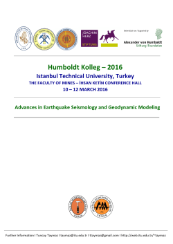 Humboldt Kolleg – 2016 Istanbul Technical University, Turkey