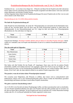 Projektwoche 2016 Projektbeschreibungen