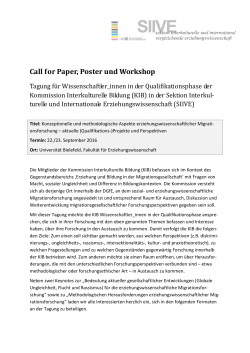 Call for Paper, Poster und Workshop