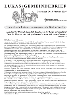 Lukas-Gemeindebrief Dezember 2015-Januar 2016