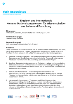 Englisch und Internationale Kommunikationskompetenzen für