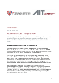 Neue Blutdruckstudie - AIT Austrian Institute of Technology