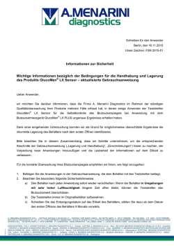 Informationen zur Sicherheit Wichtige Informationen bez&uuml;glich der