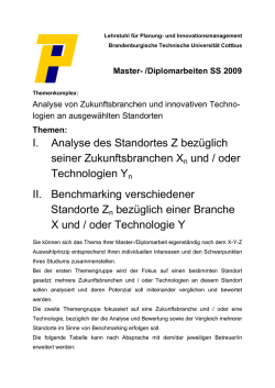 I. Analyse des Standortes Z bezüglich seiner Zukunftsbranchen Xn