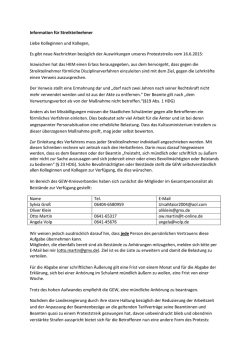 Information f&uuml;r Streikteilnehmer Liebe Kolleginnen und Kollegen, Es