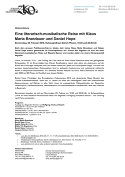 Eine literarisch-musikalische Reise mit Klaus Maria