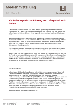 Veränderungen in der Führung von LafargeHolcim in Indien