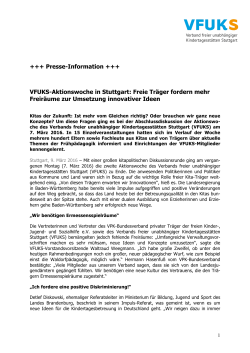+++ Presse-Information +++ VFUKS-Aktionswoche in Stuttgart: Freie