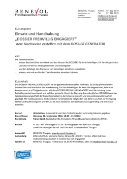 Einsatz und Handhabung „DOSSIER FREIWILLIG ENGAGIERT“ neu