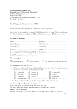 Bewerbungsformular - Mathematisches Institut - Heinrich