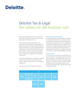 Deloitte Tax & Legal Wir stellen Dir die Funktion vor!