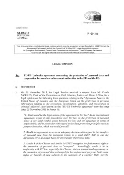 Legal opinion: EU-US Umbrella agreement concerning