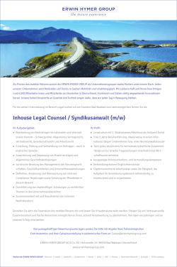 Inhouse Legal Counsel / Syndikusanwalt (m/w)